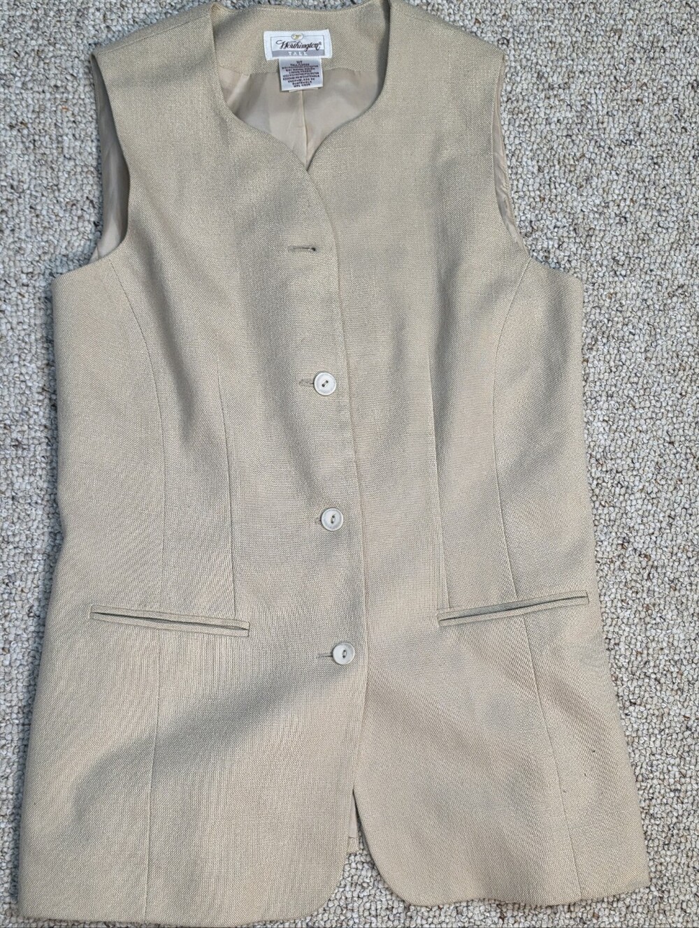 Women's Sleeveless Button Vest in Beige
